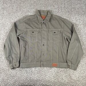 Guess Denim Trucker Jacket Mens Large Olive Green Vintage Made in USA